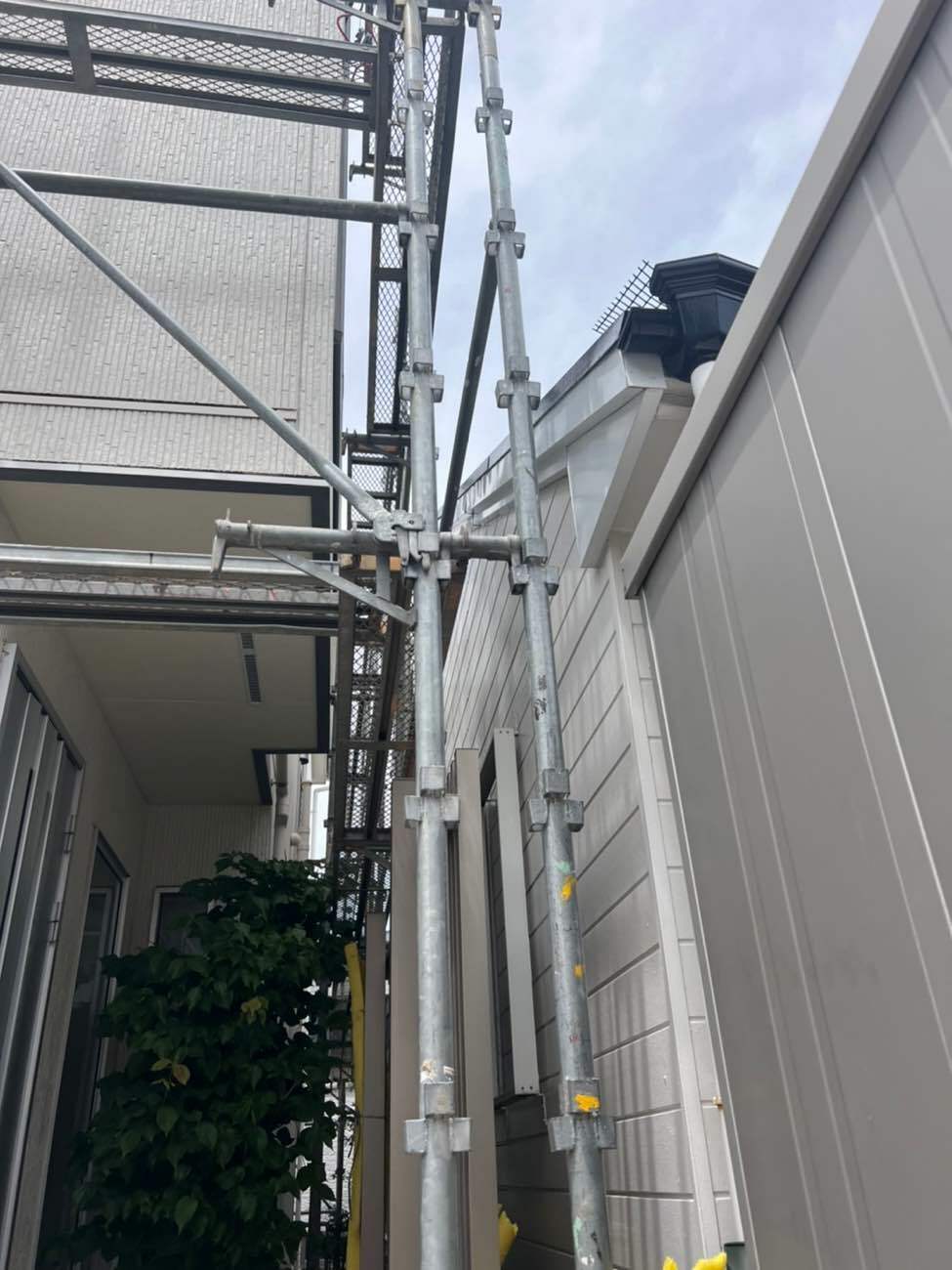 組み立てられた足場