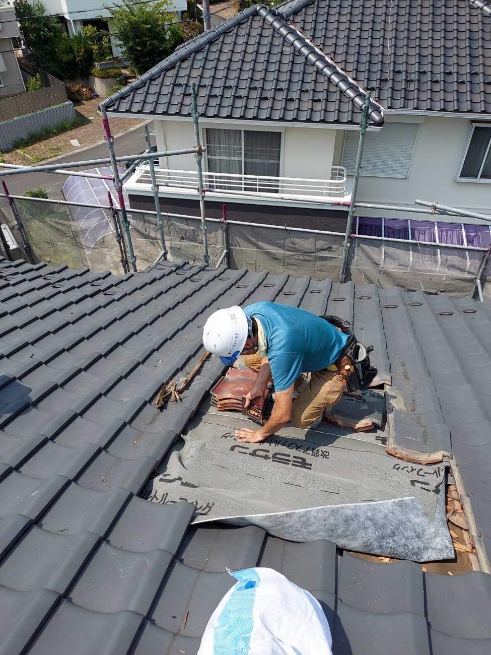 改質アスファルトルーフィングの貼り施工