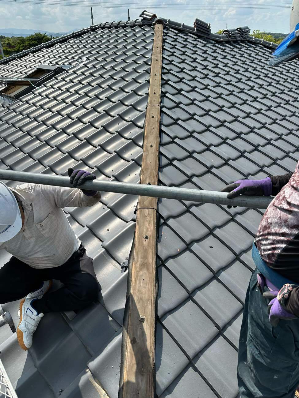 棟瓦の下地となる芯木