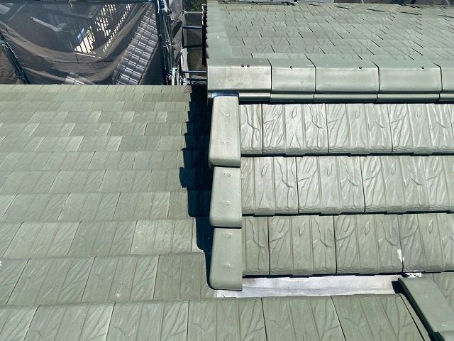 名古屋市天白区で屋根修理、棟瓦および袖瓦の取り直し工事の完成後出来栄え