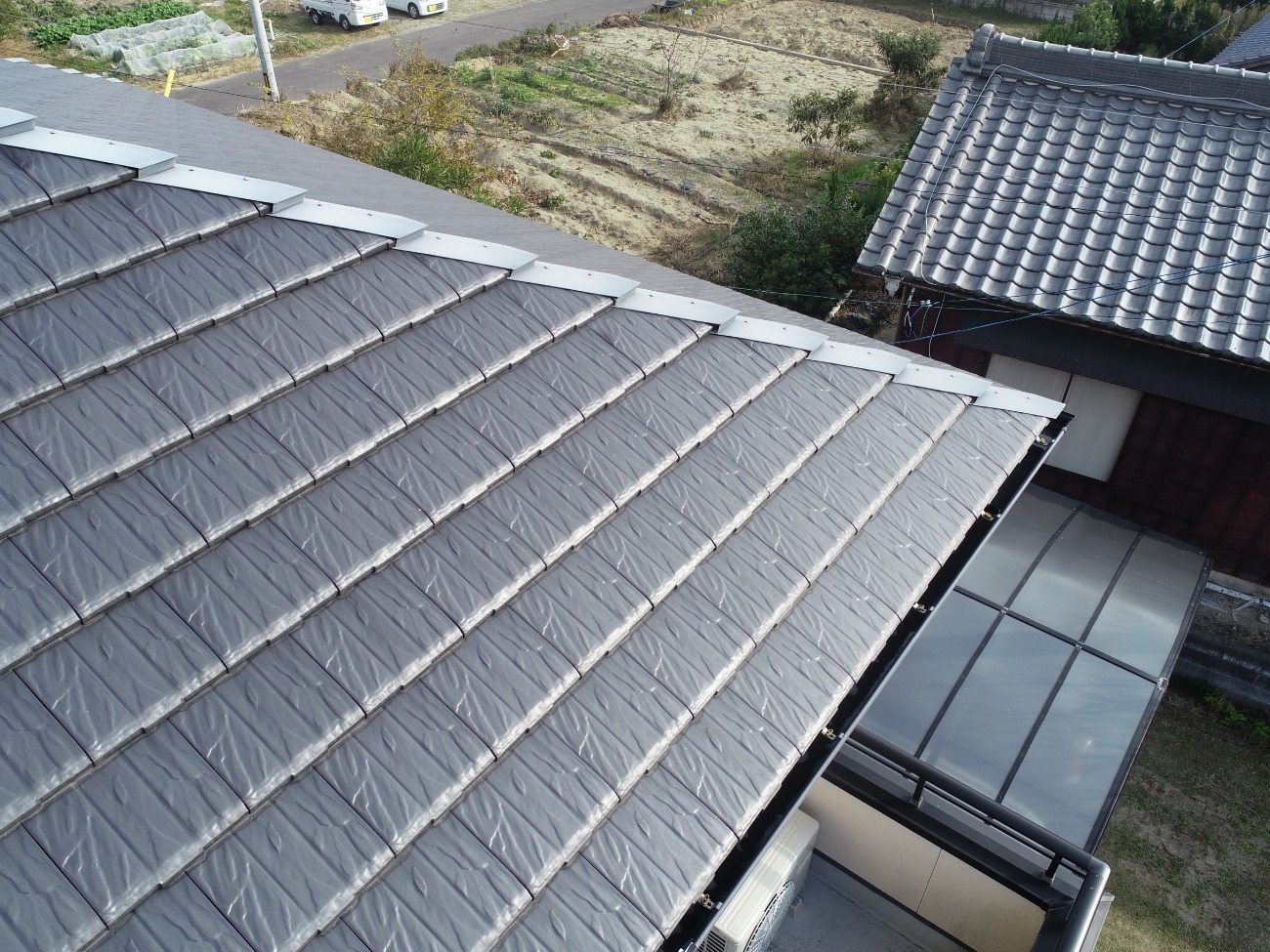 隅棟に施工されている差し棟板金の劣化状況