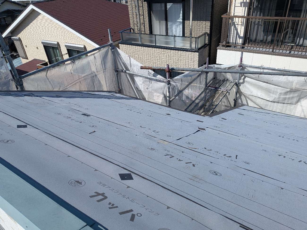 名古屋市　防水シート施工後の屋根