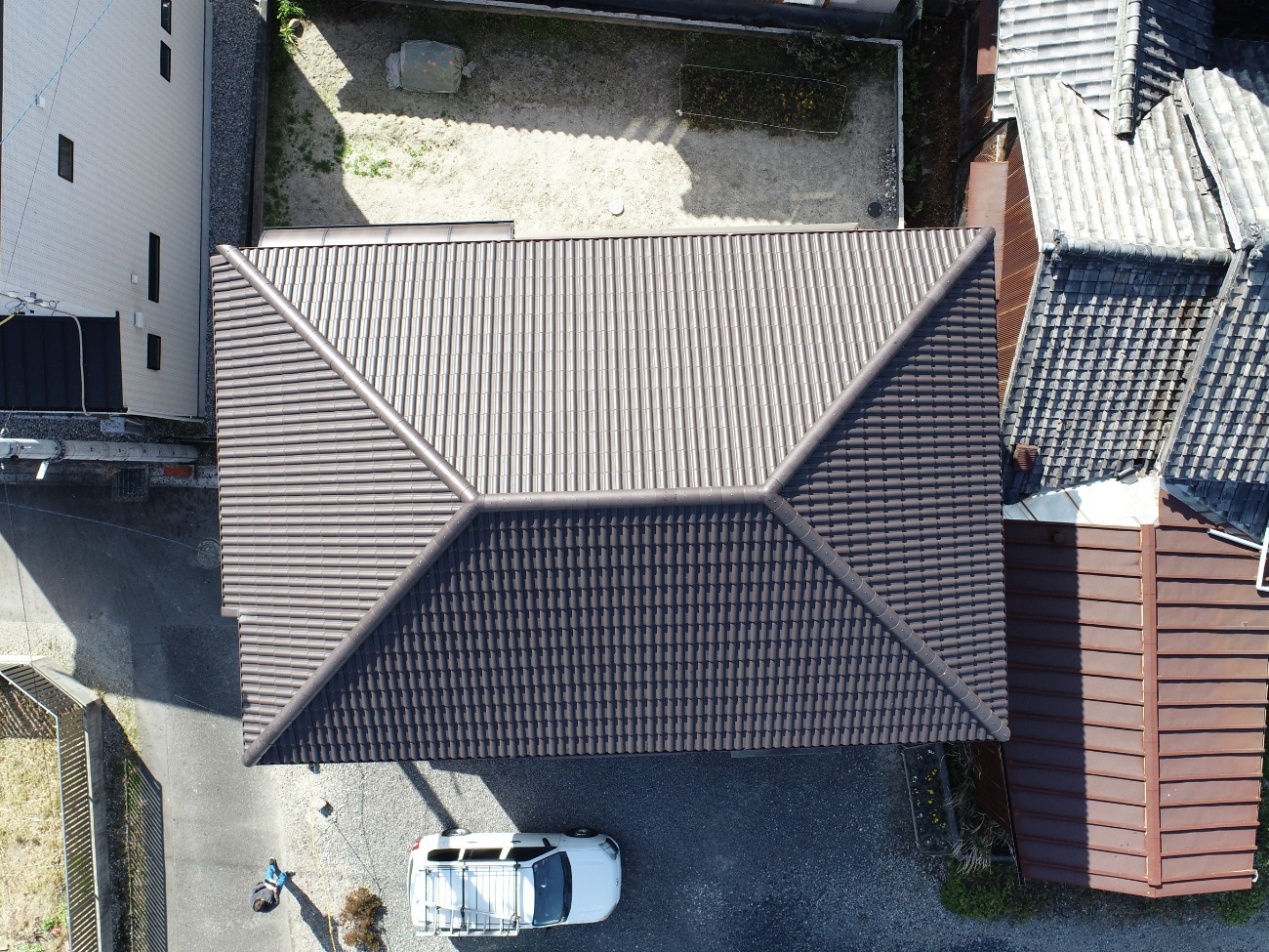 名古屋市中川区　施工前の屋根全体確認（ドローン）
